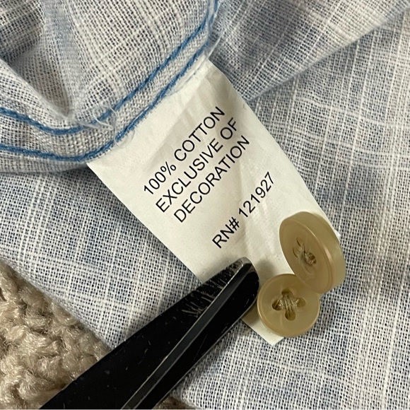 Johnnie O Shirt Mens Large XL Blue Button Up Long Sleeve Hanging Out 51 - Picture 9 of 11